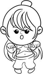 Obraz premium Illustration of Cartoon singer rockstar woman Dream Career and Inspiration for Coloring page