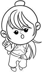 Illustration of Cartoon singer rockstar woman Dream Career and Inspiration for Coloring page