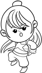 Illustration of Cartoon singer rockstar woman Dream Career and Inspiration for Coloring page