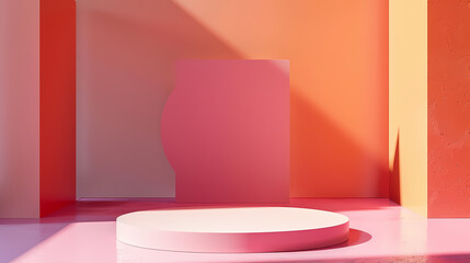 Minimalist pastel colored exhibition stand