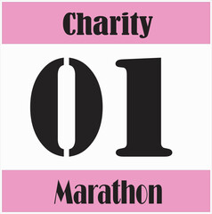 Runner's bib number for charity simple design vector illustration