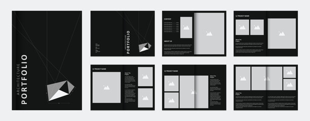 Architecture portfolio presentation, architecture portfolio layout design template for print, a4 size booklet template for architecture and interior design.	