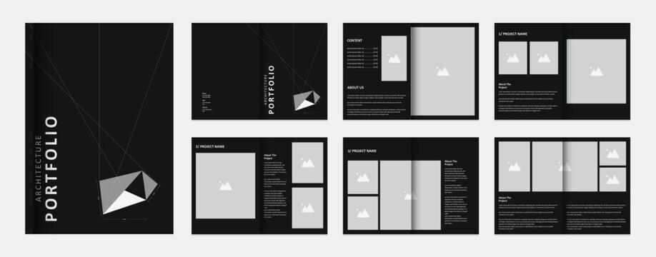 Architecture portfolio presentation, architecture portfolio layout design template for print, a4 size booklet template for architecture and interior design.	