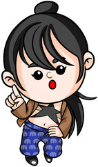 Illustration of Cartoon singer rockstar woman Dream Career and Inspiration for toddler