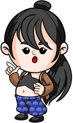 Illustration of Cartoon singer rockstar woman Dream Career and Inspiration for toddler