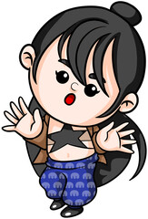 Illustration of Cartoon singer rockstar woman Dream Career and Inspiration for toddler