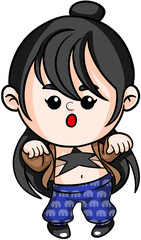 Illustration of Cartoon singer rockstar woman Dream Career and Inspiration for toddler