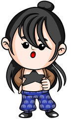 Illustration of Cartoon singer rockstar woman Dream Career and Inspiration for toddler