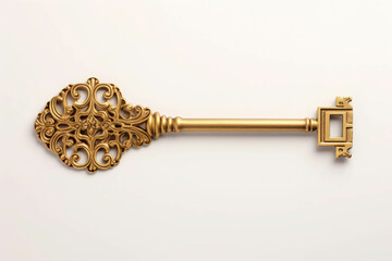 Intricately Designed Golden Key with Ornate Filigree Patterns