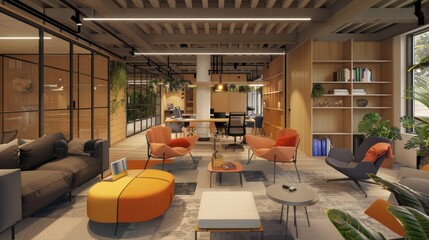 Dynamic Office Design with Movable Walls and Flexible Seating
