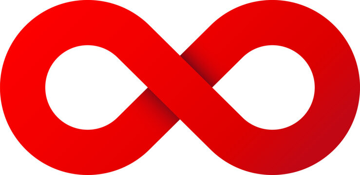 Red Infinity Sign Symbol Gradient color, isolated vector illustration logo & symbol shape