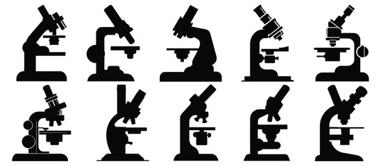Microscope silhouette set vector design big pack of illustration and icon