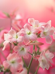 Obraz premium Delicate pink flowers with soft petals and a blurred background.