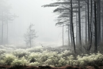 Obraz premium Foggy Forest Material Structure Background - Generative AI