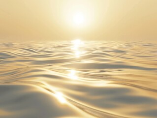 Soft light reflecting off gentle golden waves, relaxing silhouettes, fluid motion, soothing background, 3D render 