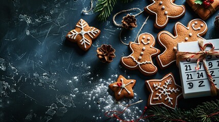 Christmas Gingerbread Cookies with Advent Calendar