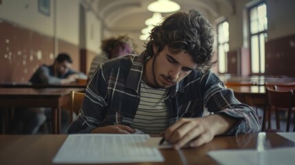 Concentrated Student Writing in a Classroom