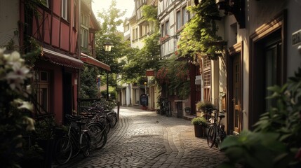 Fototapeta premium Cobblestone Alleyway in a European City