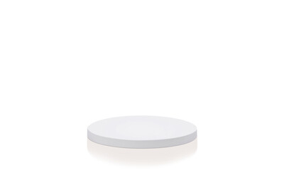 Round white pedestal for displaying products. white background