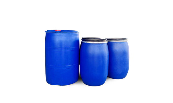 blue plastic gallon bucket Isolated on a white background