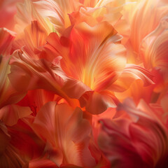 Abstract warm light flower background with soft tones of orange and red