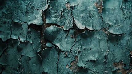 Cracked Teal Paint on a Weathered Surface