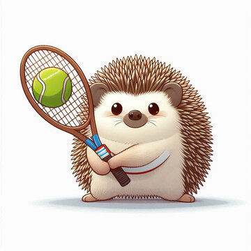 cute hedgehog playing tennis clip art preview