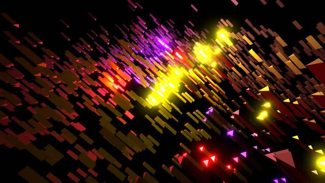 18 seconds of DJ visualizer gyrating spinning rotating  shiny smooth metallic rectangular slabs in black background hd video 1920 1080 animation,design, animated, mesmerizing