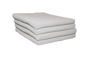 Stack of Four Garden Sofa Cushions Isolated on White Background