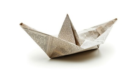 Fototapeta premium A Paper Boat Made from a Vintage Newspaper