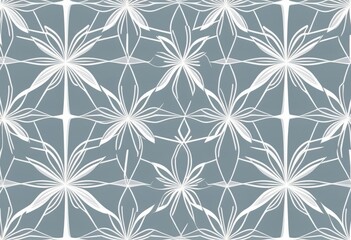 A seamless pattern of white lines and floral shapes on a grey background