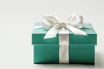 Obraz premium Kelly Green Gift Box with White Ribbon on Clean White Background