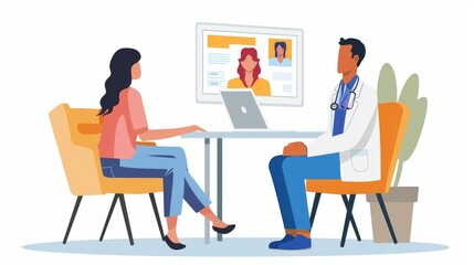 Fototapeta premium Online Doctor Consultation with Patient