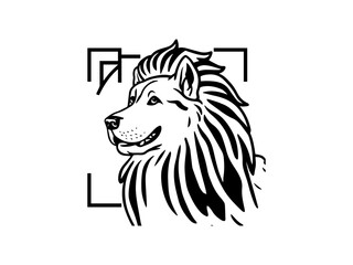 Detailed Black and White Line Art Illustration of a Dog's Face. Intricate and Realistic Canine Portrait Capturing the Essence of Animal Features with Hand-Drawn Precision for Artistic and Monochrome P