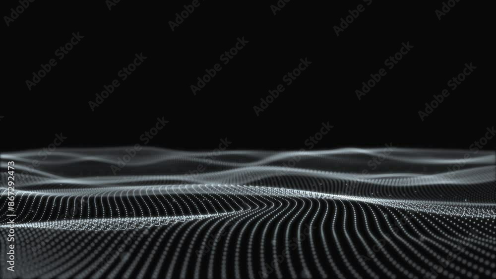 Poster 4k cyber wave technology background. digital cyberspace city with particles and digital data network