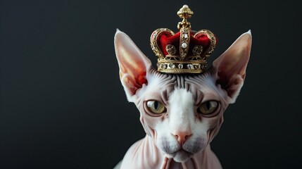 canadian sphynx cat with elegant golden crown