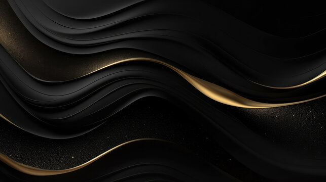 Abstract luxury swirling black gold background. Gold liquid paint background. Gold waves abstract background texture., generative ai