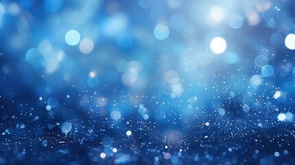 Magic blue holiday abstract glitter background with blinking stars. Blurred bokeh of Christmas...