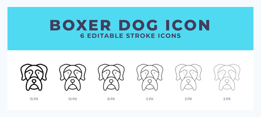 Boxer dog line icon symbol. Logo. Icon vector illustration with editable stroke.