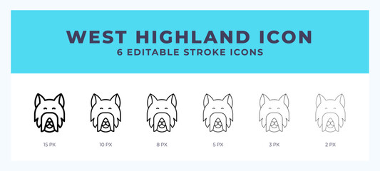 West highland icon symbol. Isolated. Vector illustration with editable stroke.