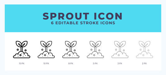 Sprout icon with different stroke. Vector illustration.