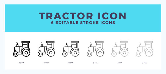 Tractor icon illustration vector with editable stroke.