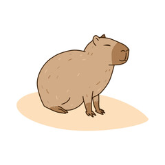 The cute capybara is cute and smoky. A contented capybara enjoying life. A semi-aquatic herbivorous mammal. Vector illustration.