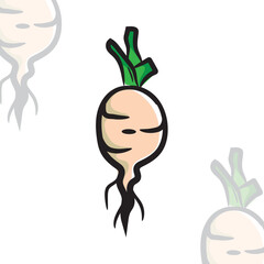 Illustration of hand-drawn colored radish icon, vegetable vector