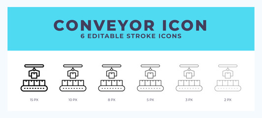 Conveyor icon illustration vector with editable stroke.