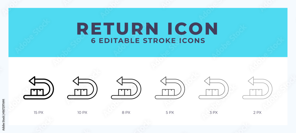 Poster return icon with different stroke. editable stroke. vector illustration.