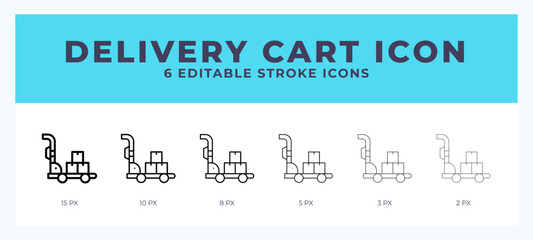 Delivery cart vector icon for web and app. Editable stroke vector illustration