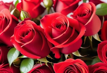 Obraz premium A bouquet of red roses on a clear background with a soft focus effect