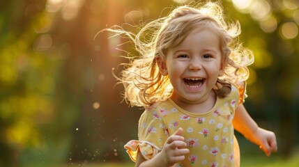 A Portrait of Pure Joy: A Little Girl's Laughter in the Sun