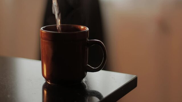Filling a Glass with Hot Water-Vapors of Tranquility-4K Resolution